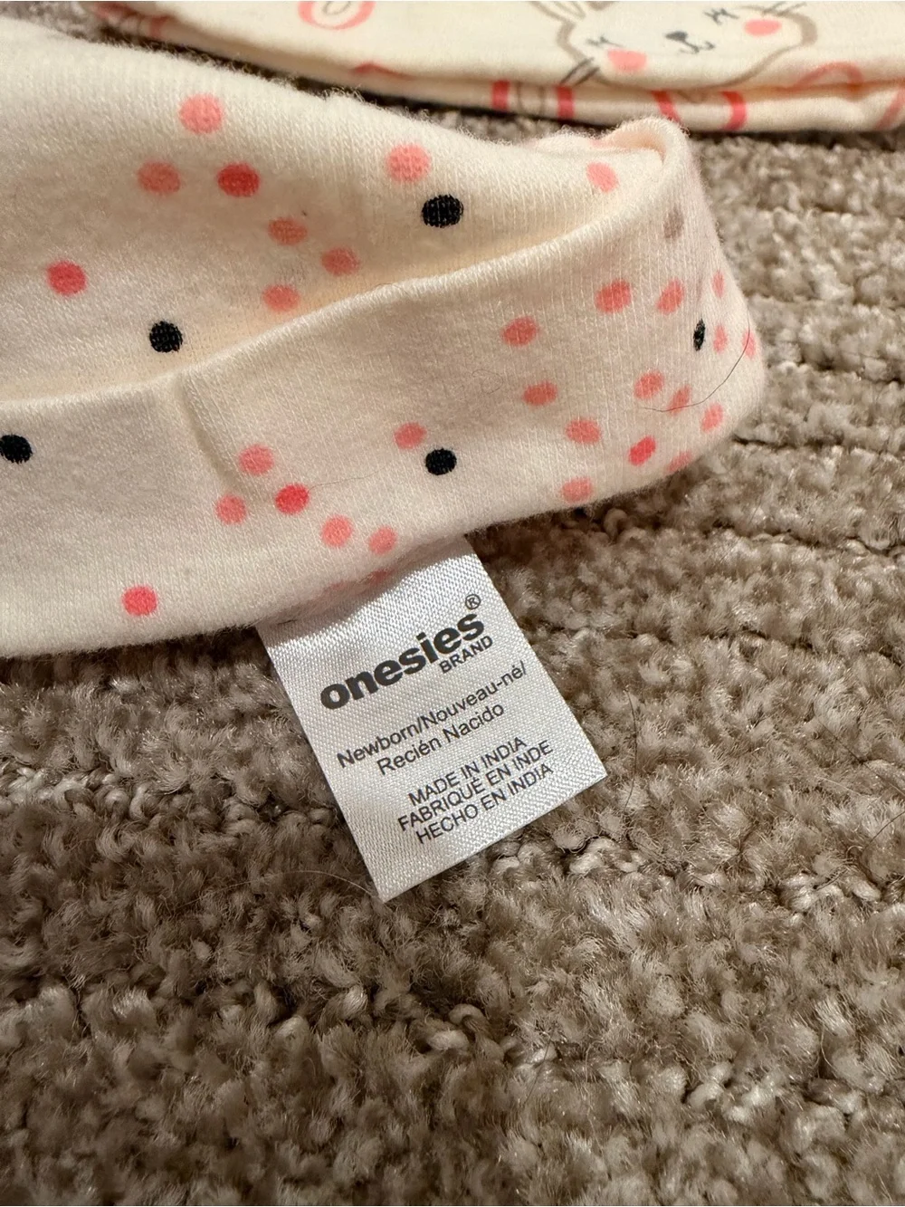 Baby Girls Cotton Beanie Hat Pack - Pink & White Dot & Bunny Prints